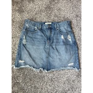 Gap 1969 Women’s Denim Short Mini Skirt Blue Jean Light Wash Frayed Hem Size 31